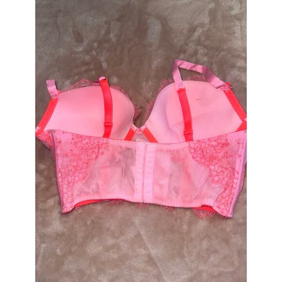 Victoria’s Secret very sexy longline hot pink lace Demi bra size 36C - Picture 3 of 6